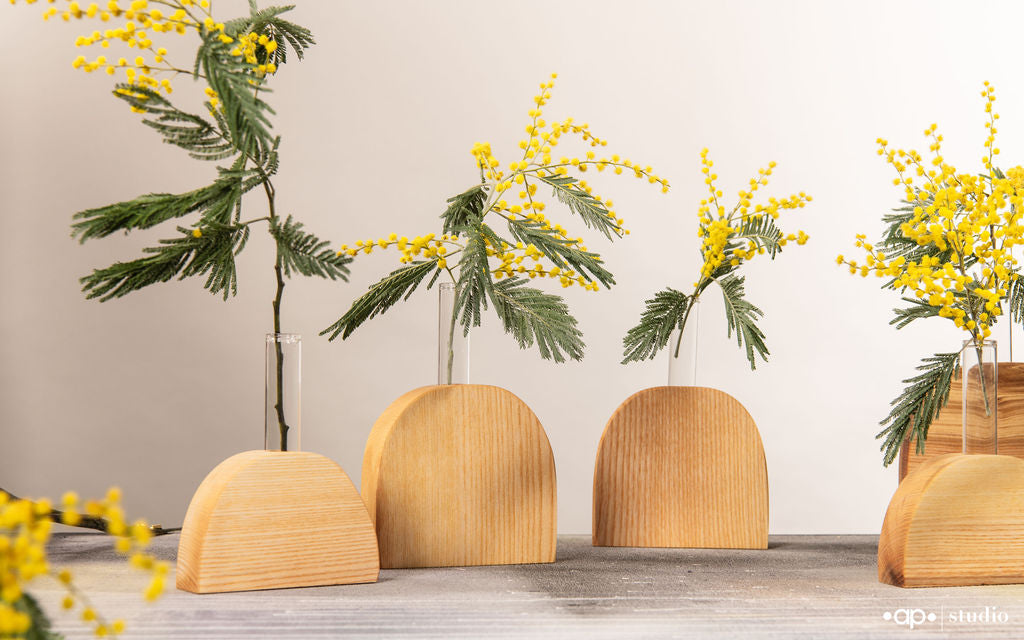 Set 3 soliflores DUNE chêne massif - Vases bois artisanaux Morgane Binet
