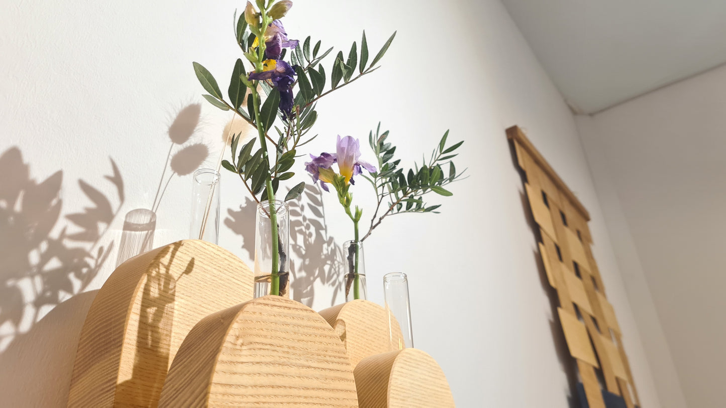Set soliflores DUNE chêne artisanal - Vases bois contemporains fait main