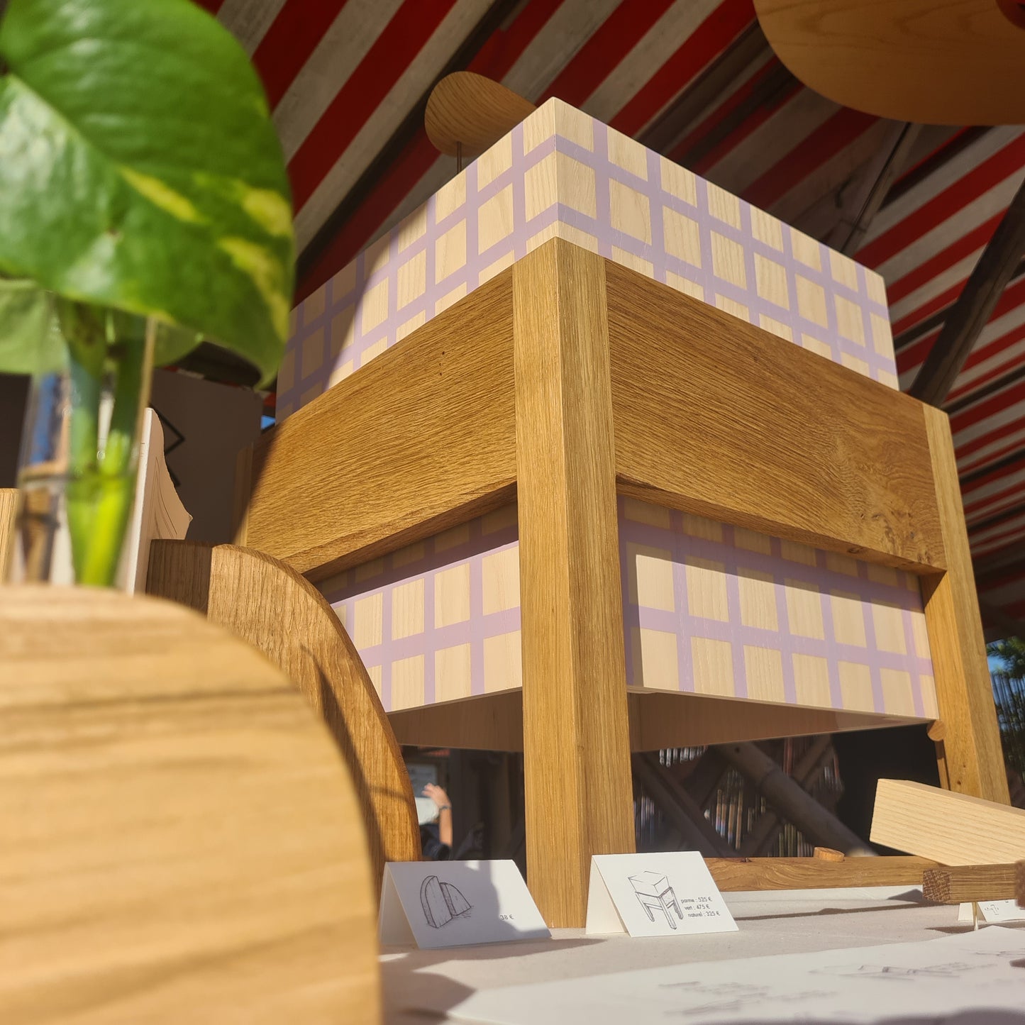 Tabouret PIXIE perspective - Design minimaliste bois naturel français