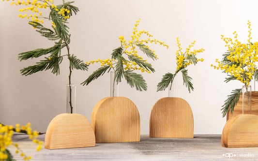 Set 3 soliflores DUNE chêne massif - Vases bois artisanaux Morgane Binet