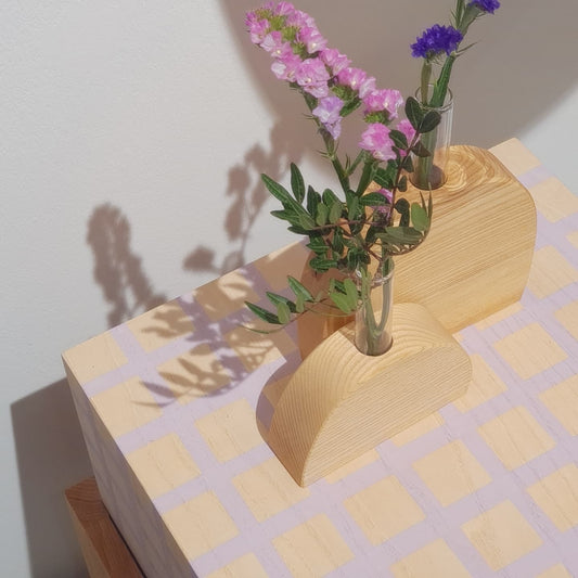 Soliflores DUNE collection bois naturel - Set 3 vases design français