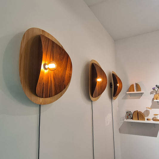 applique murale chêne et noyer - Luminaire mural français fait main
